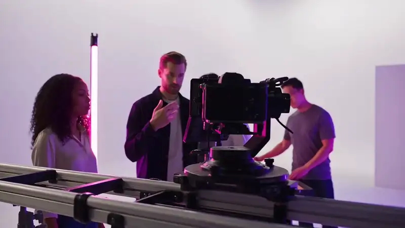 Film crew shooting a commercial on set